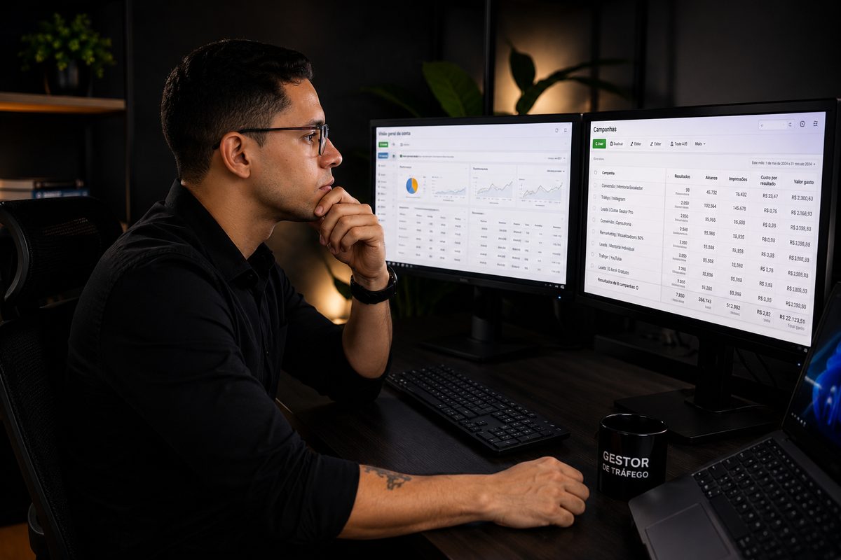 Victor Rocha analisando dashboards
